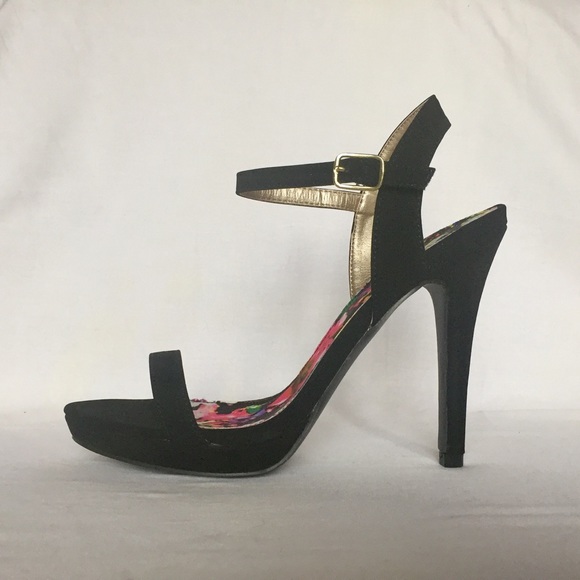 Black suede strappy heels - size 8 - never worn - Picture 2 of 7